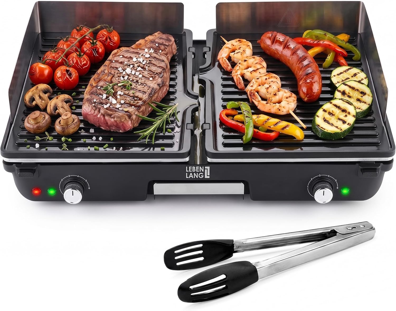 Elektrische Tafelgrill - Zwart - 2000 W - Met Antiaanbaklaag en Grilltang - Voor Binnen en Buiten