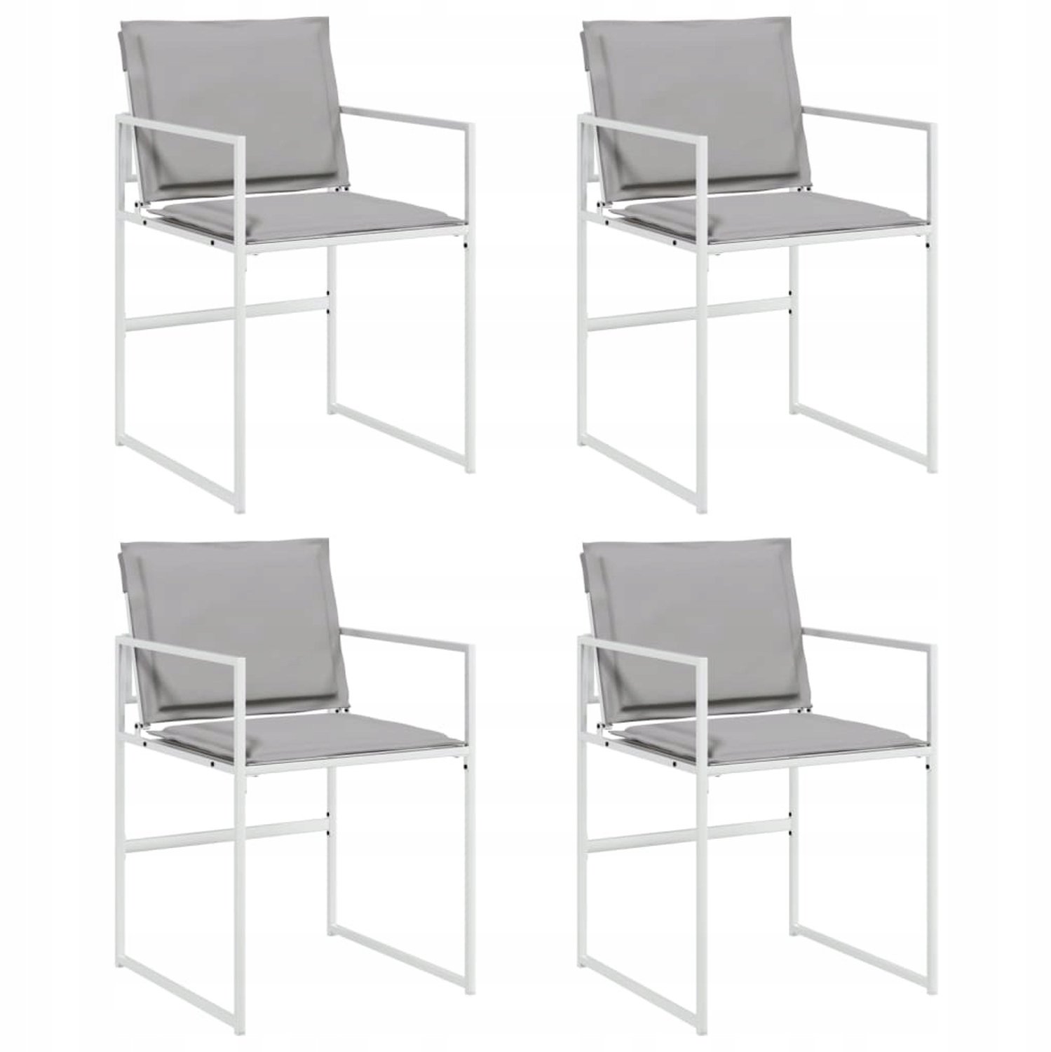 4x Tuinstoel met Kussens - Wit Textilene & Staal - Comfortabel & Stapelbaar