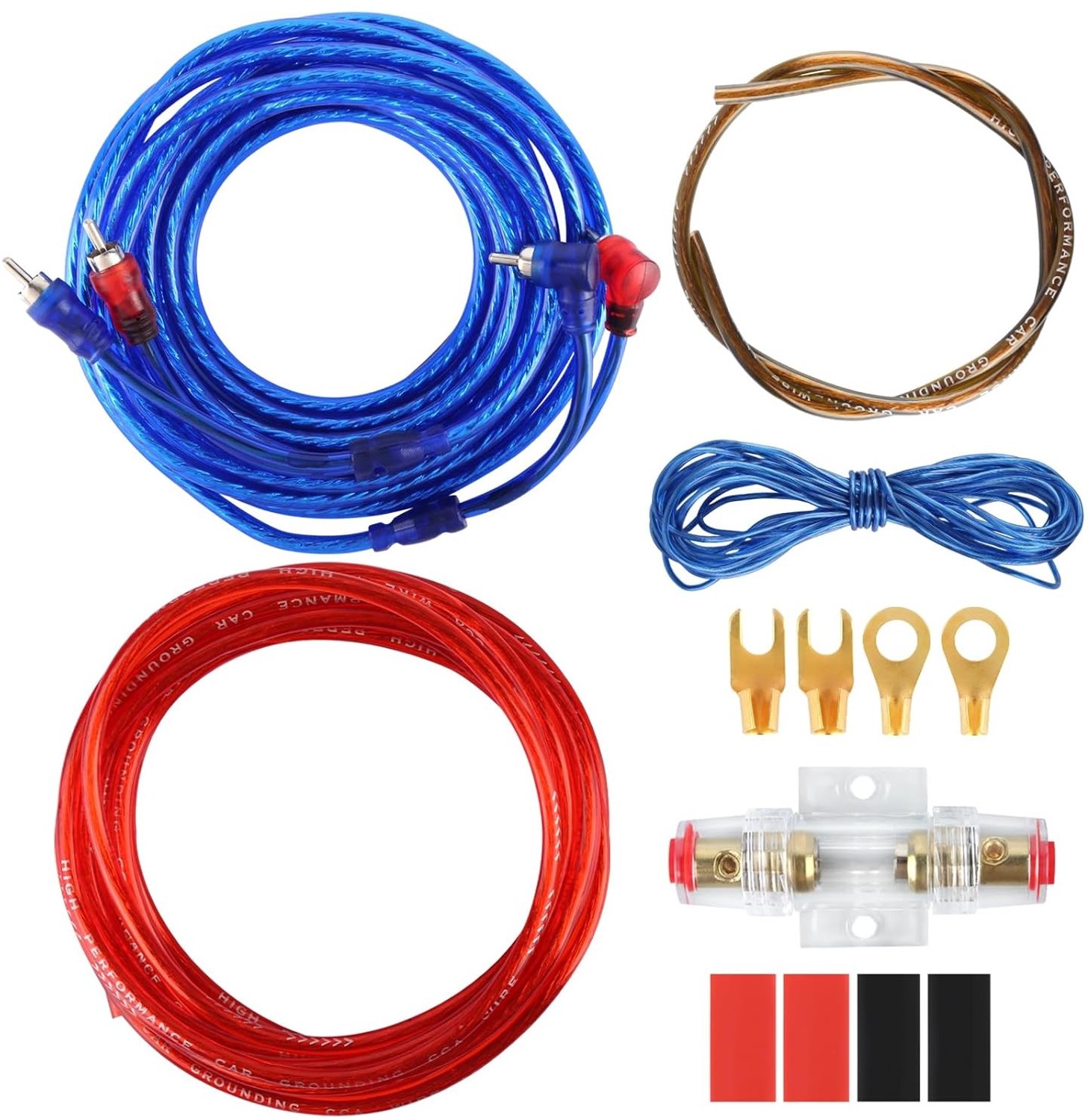 Kabelset voor Autoversterker - Blauw - 4,5 m - Koper en Aluminium - Voor Auto-Audio Eindversterkers