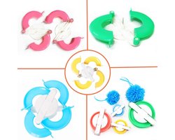 RRigo Pompom Makers, 4 Maten Weven voor het Maken van Pompons Balmaker Patroon Breien Craft Breien Tool Pluche Bal Weaver DIY + 1 Schaar (7)