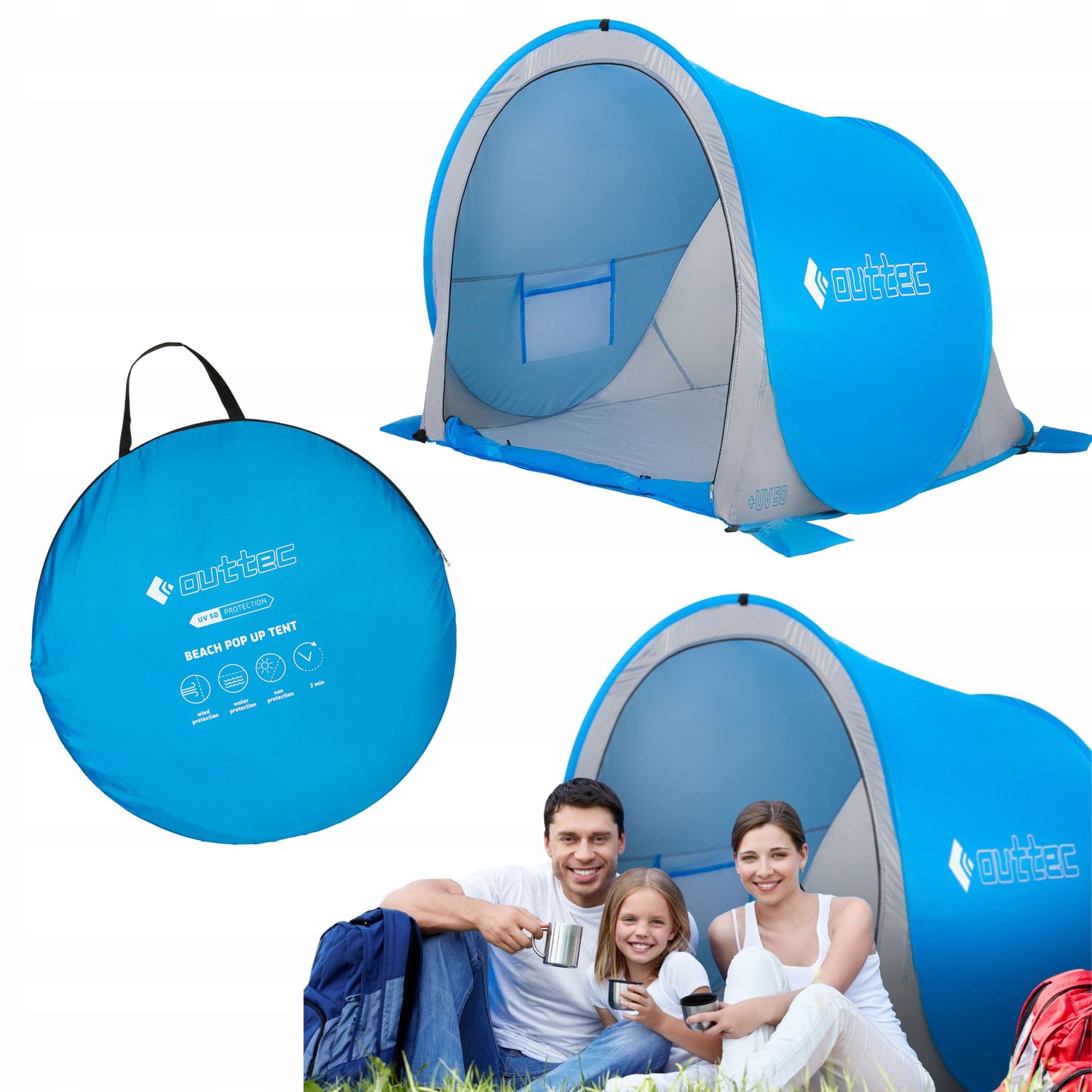 Zelfontvouwende Strandtent met UV50 Bescherming - Outtec