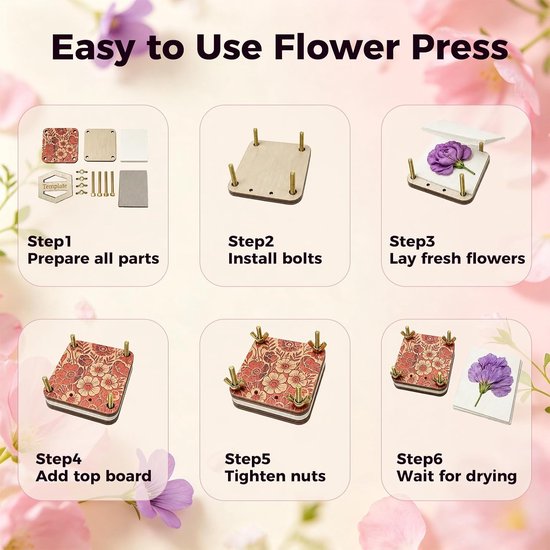 Bloempress set, 6.6 x 6.6 cm — afbeelding 4