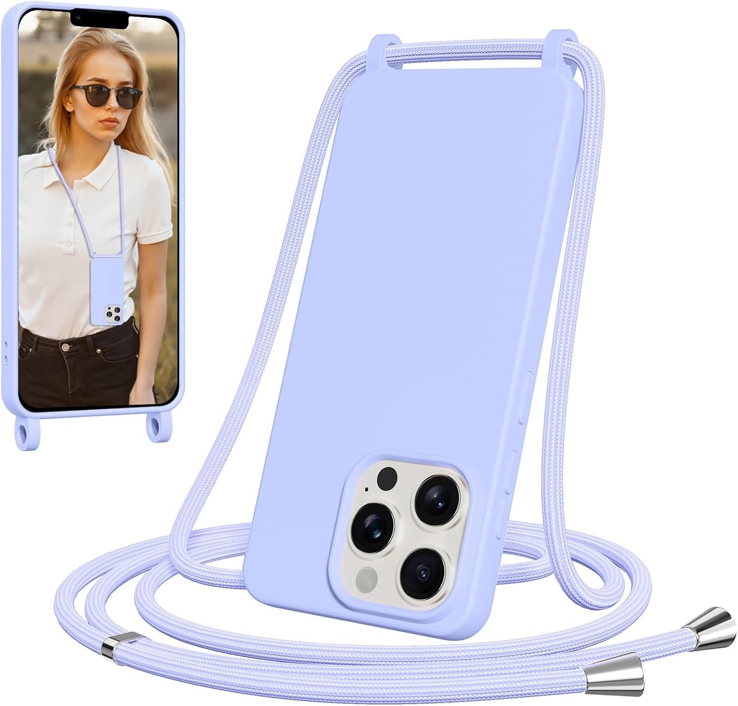Smartphoneband voor iPhone 15 Pro Max met band, paars