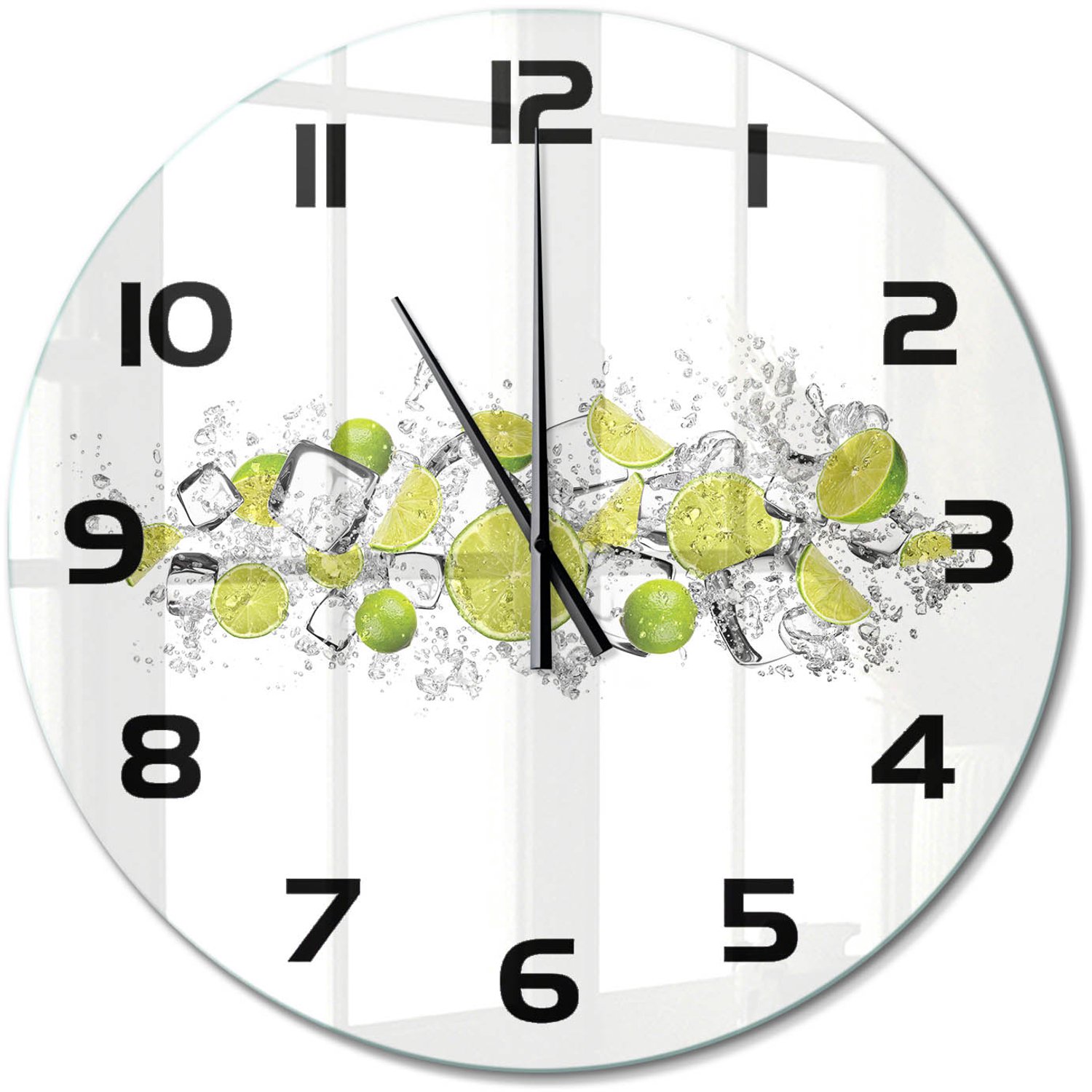 TULUP Wandklok - Limoenijsblokjes Glazen Wandklok Design - fi60 cm - Groente Klok Glas Met Opdruk - Zwarte handen - Ronde Klok - Wandklok Glas Met Motief - Decoratieve Glazen Klok
