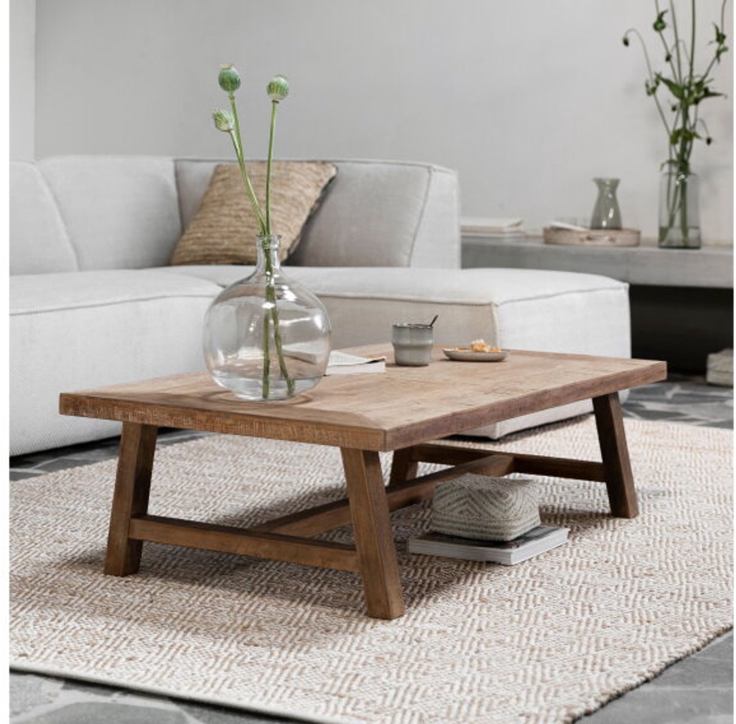 DTP Home Classic Monastery salontafel rechthoekig teakhout naturel - 130 x 70 x 35 cm