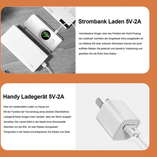 Draadloze flessenwarmer 8,5 x 5,8 x 13,5 cm - 6 standen, USB, wit — afbeelding 2