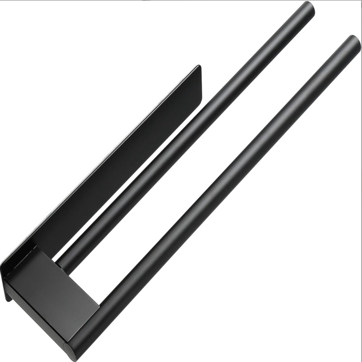 Zelfklevende handdoekhouder met dubbele stang – 39 cm – RVS 304 – mat zwart
