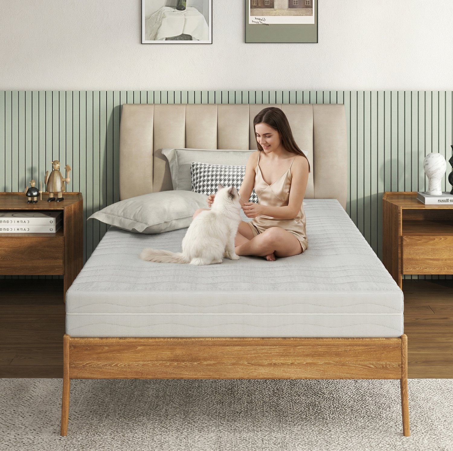 WUVRIE Koudschuimmatras 120x200 cm - 18 cm hoog en middelhard - Wit
