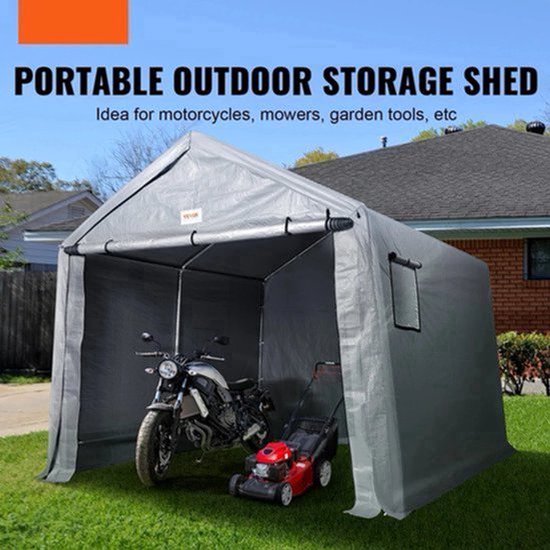 Tent - Carport Vervangende Overkapping - Garage Top Tent - Draagbare Berging - Berging Voor Auto, Pickup Truck - Grijs - Buiten Berging - 6FTX8FT - Waterdicht - Zwaargewicht All-Season — afbeelding 2
