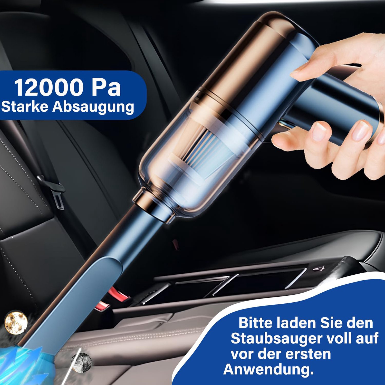 Draadloze autostofzuiger 19 x 15 x 5 cm - sterke zuigkracht - ABS - zwart