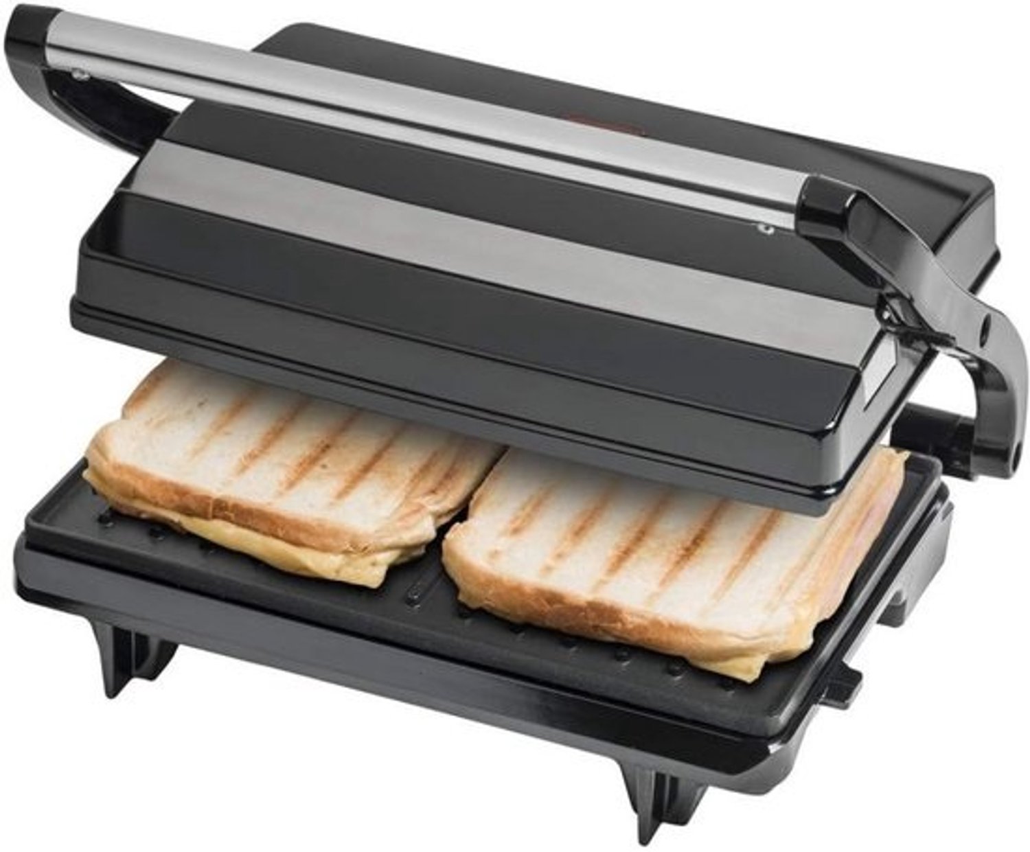 Croque-monsieurtoestel - tostiapparaat - instelbare temperatuur - vergrendelclip - tosti-ijzer - uitklapbare contactgrill - compact, voor 2 tosti's - paninigrill - antiaanbaklaag - sandwichmaker