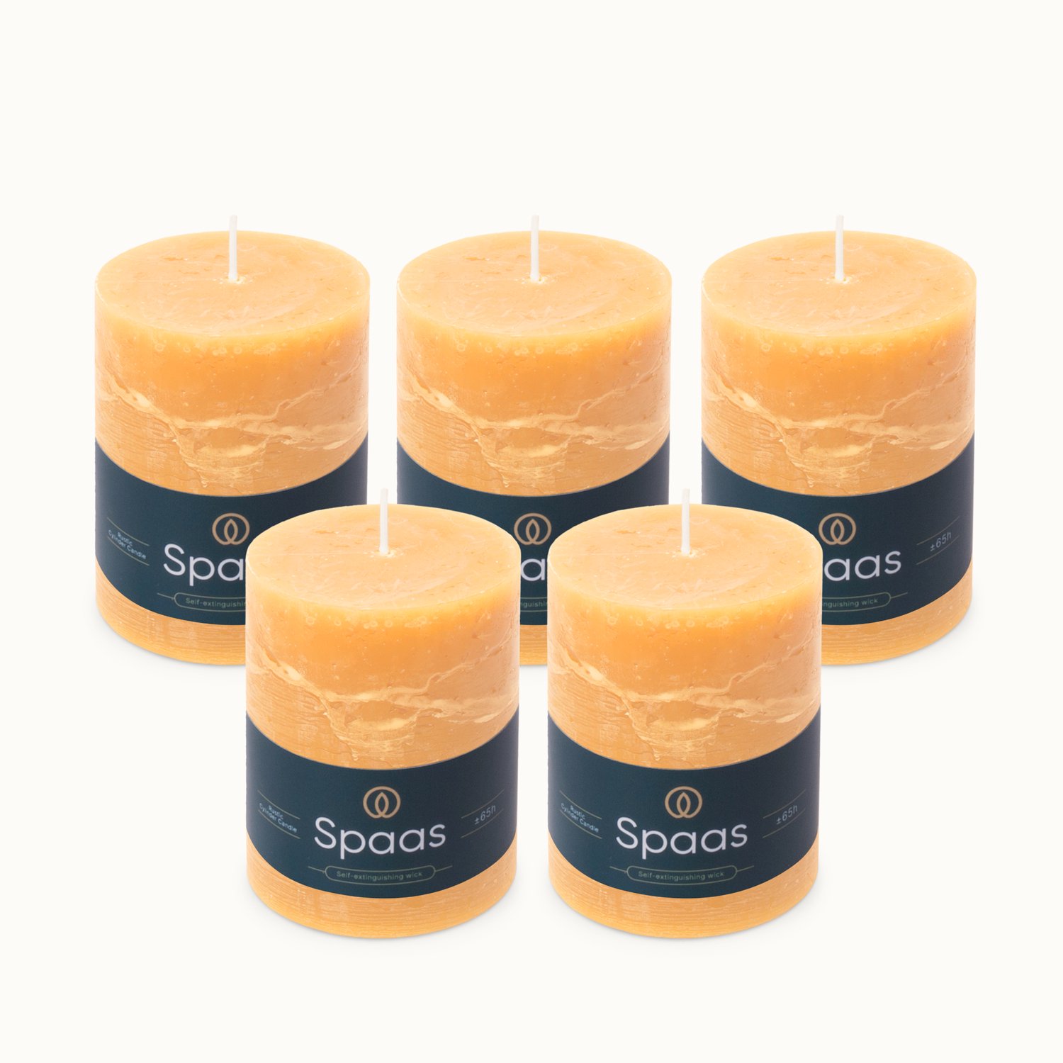 SPAAS Rustieke Stompkaarsen – Zandkleur – 80/110mm - circa 65u - 5 kaarsen