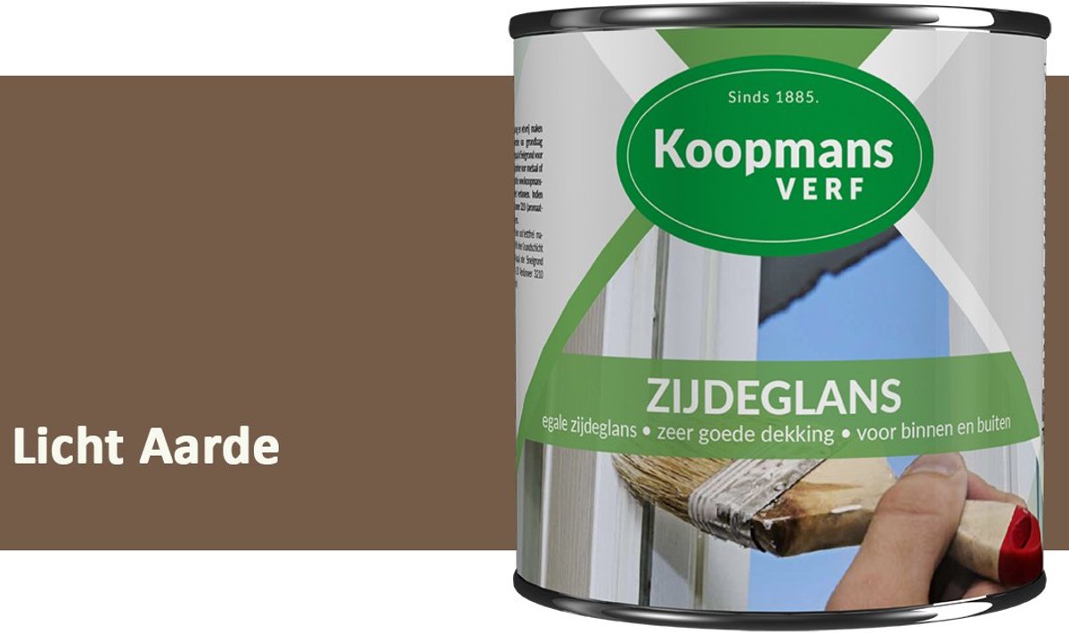 Koopmans Zijdeglans Lakverf – Binnen & Buiten – Kras- en Stootvast – Hoge Dekkracht – Voor Hout, Deuren en Kozijnen – Licht Aarde – 750 ml
