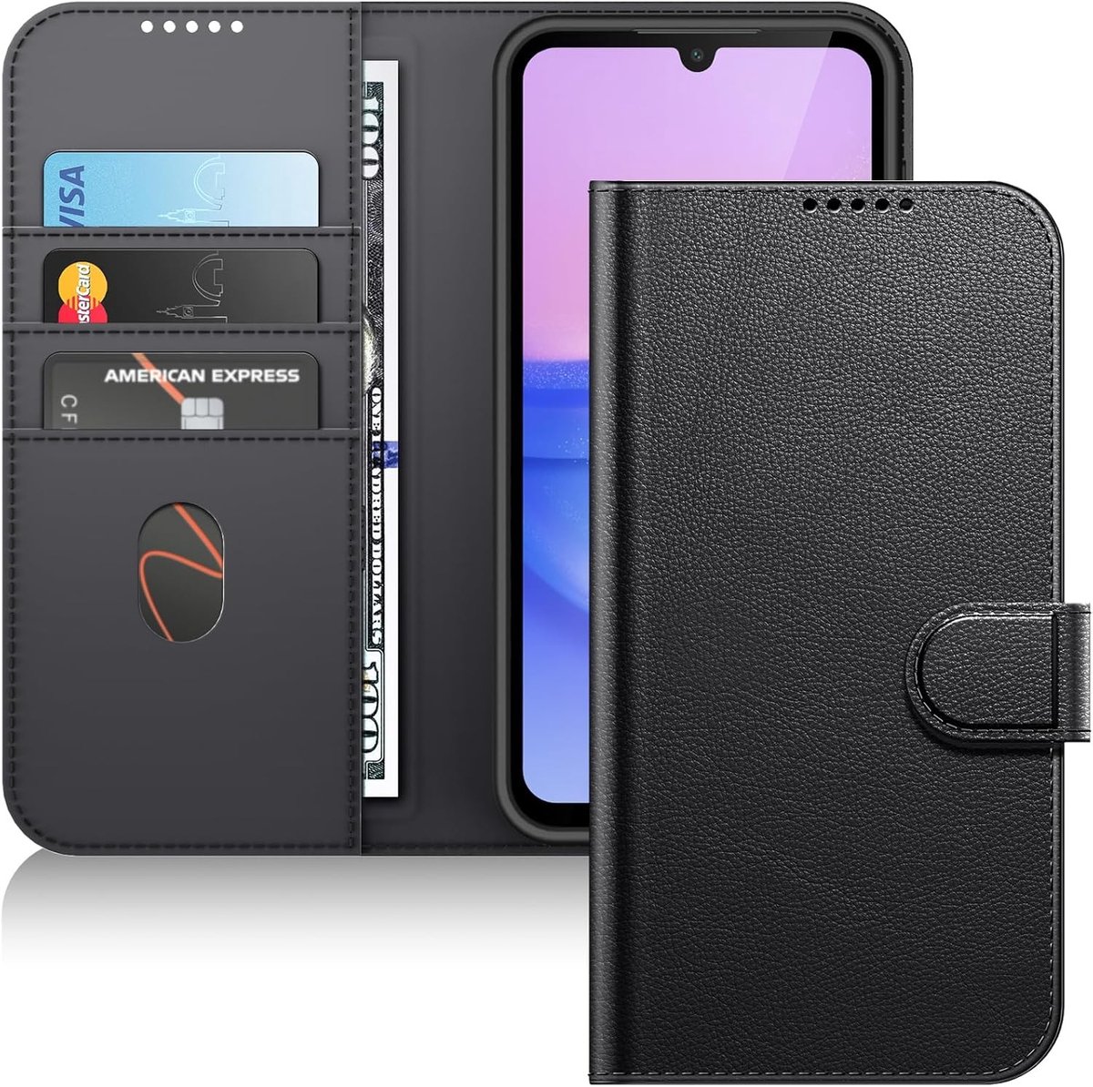 Elegante Zwarte Wallet Case voor Samsung Galaxy A15 - Bescherming, Stijl en Functionaliteit