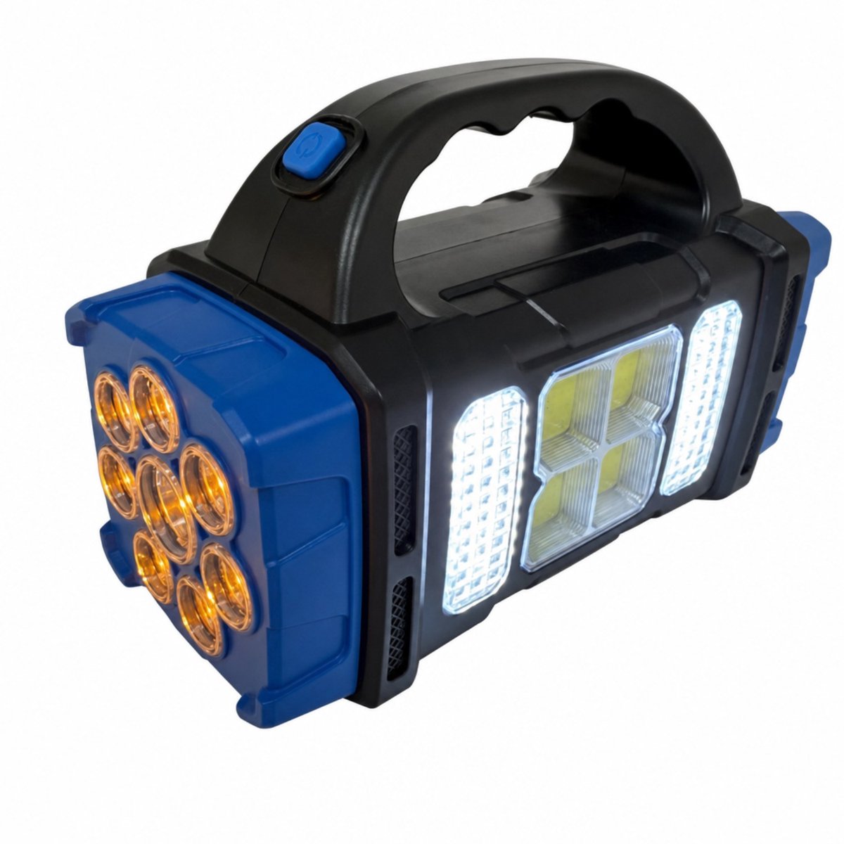 Mannsberger Noodlamp 4-in-1 met Powerbank en Zonne-energie - Led Noodzaklamp Oplaadbaar Via Usb-c - Blauw/zwart