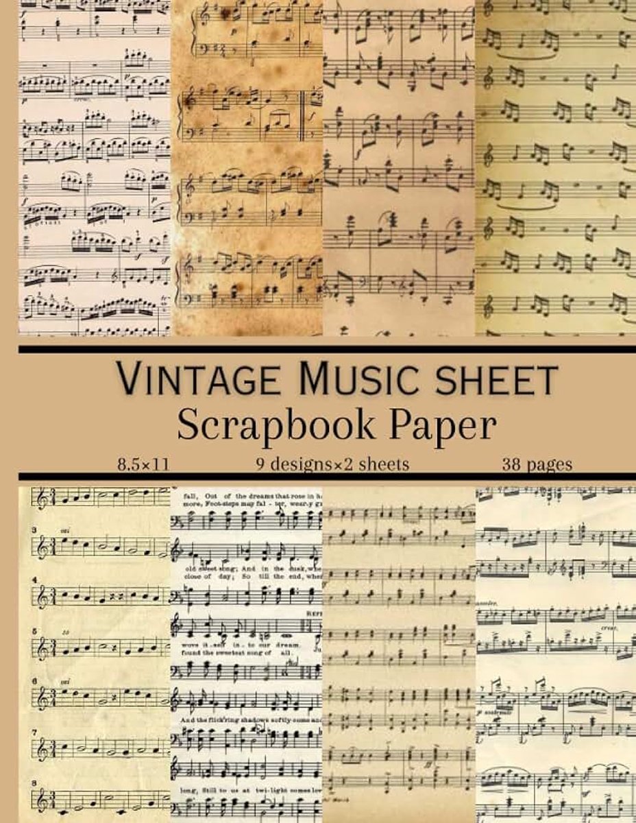 Paper: Old Music Notes Double Sided Sheets, Decorative Craft Paper Pad Supplies for DIY Projects