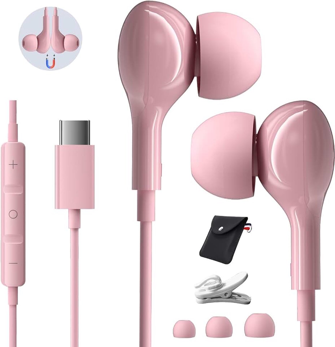 C Hoofdtelefoon Bedrade voor iPhone 17 16 15 Pro Max Pixel In Ear USB C Oordopjes Type C met Microfoon Volumeregeling voor Samsung Galaxy S26 S25 S24 ultra A17 A16 A56 A57 10 9 8 HIFI Stereo