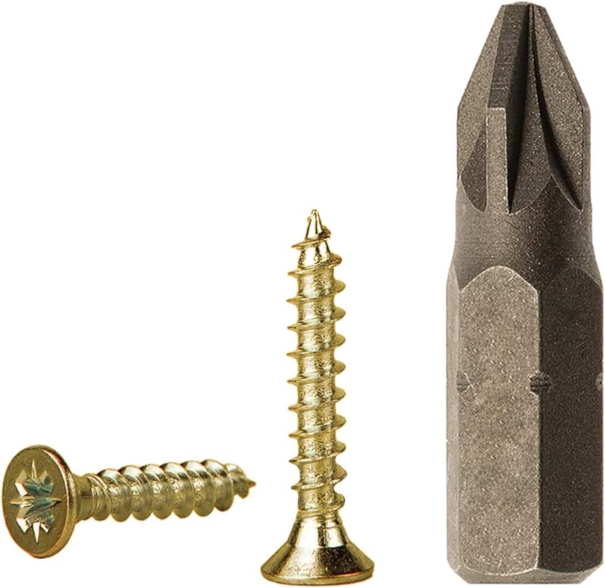 (100 stuks) Geel Verzinkt staal 2,5 x 16 mm houtschroeven, spaanplaatschroeven, PZ volledige draad, Pozidriv verzonken kop