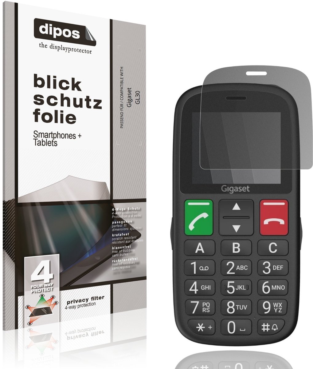 dipos – Matte Privacy Screenprotector geschikt voor Gigaset GL30 | Anti-Spy Beschermfolie
