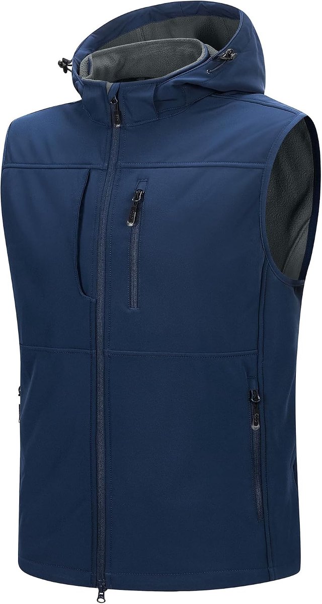 33,000ft Softshellvest voor heren, lichte en ademende mouwloze jas, winddicht, voor reizen, wandelen, hardlopen, golfen, Blauw, XXL
