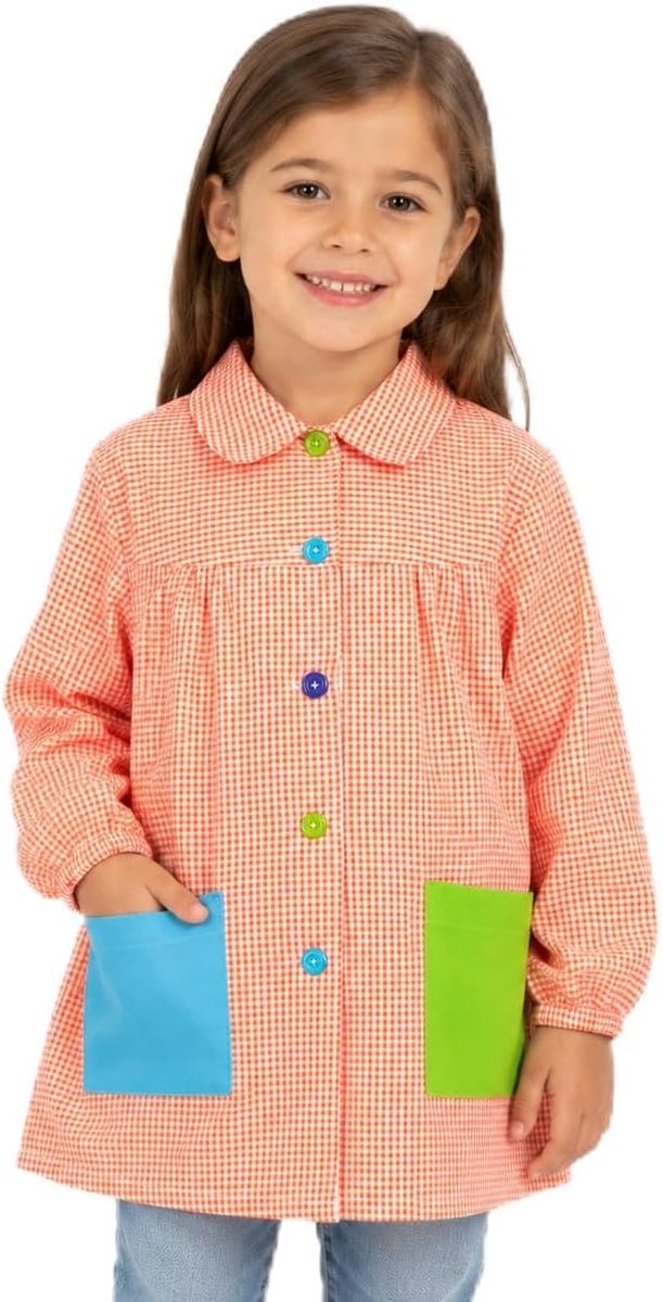 Baby voor school, comfortabel, met praktische knopen, voor kleuterschool en school, ideaal voor jongens en meisjes, met twee zakken en nauwe manchetten