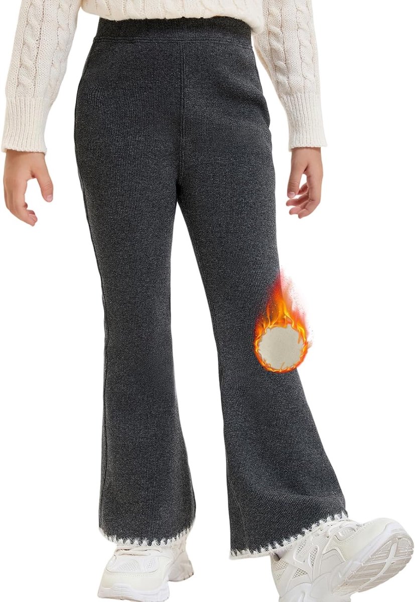 Leggings voor meisjes, fleece gevoerde leggings voor kinderen, winterbroek, flared, warme katoenen legging