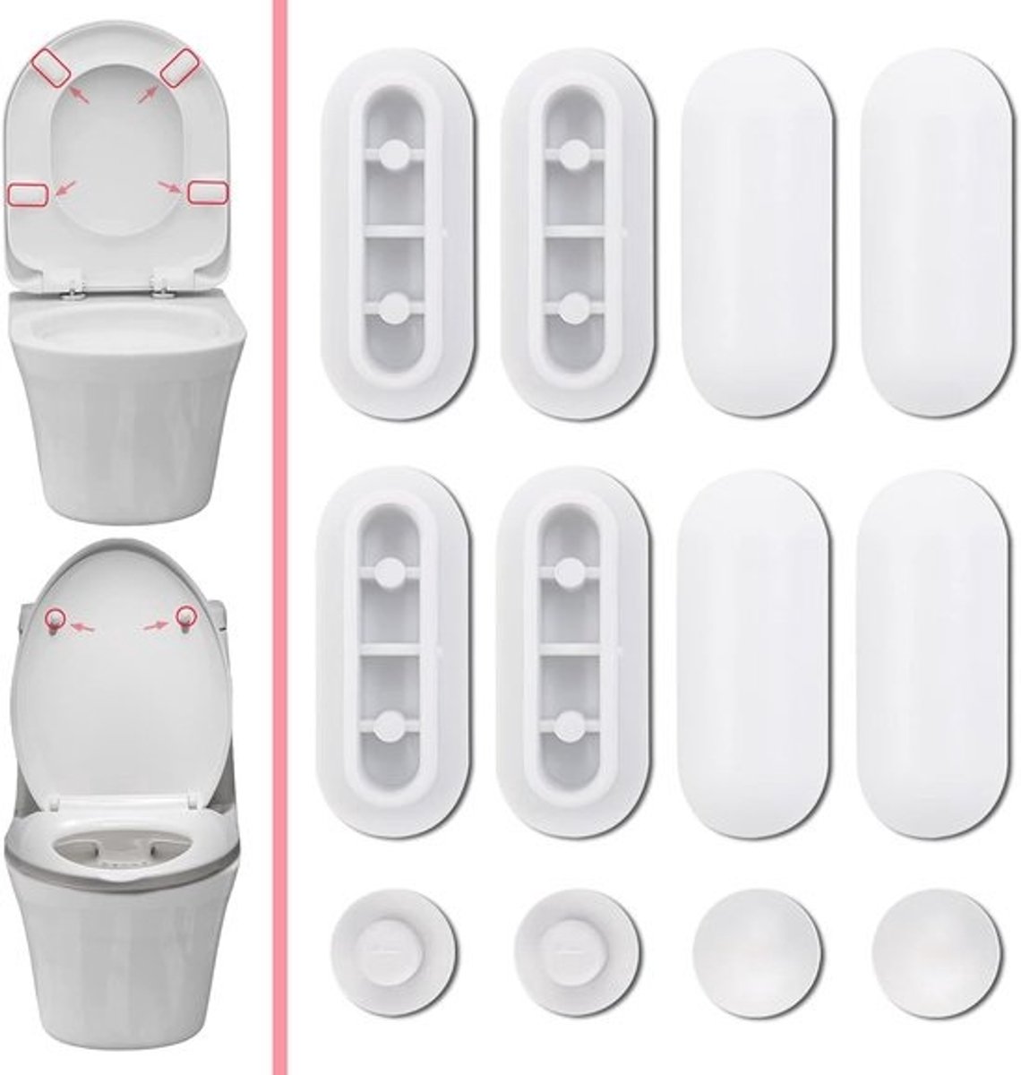 Witte WC-Brilbuffers - Set van 12 Stuks voor Stabilisatoren en Demper - Ideaal voor Thuis, Kantoor en Hotel