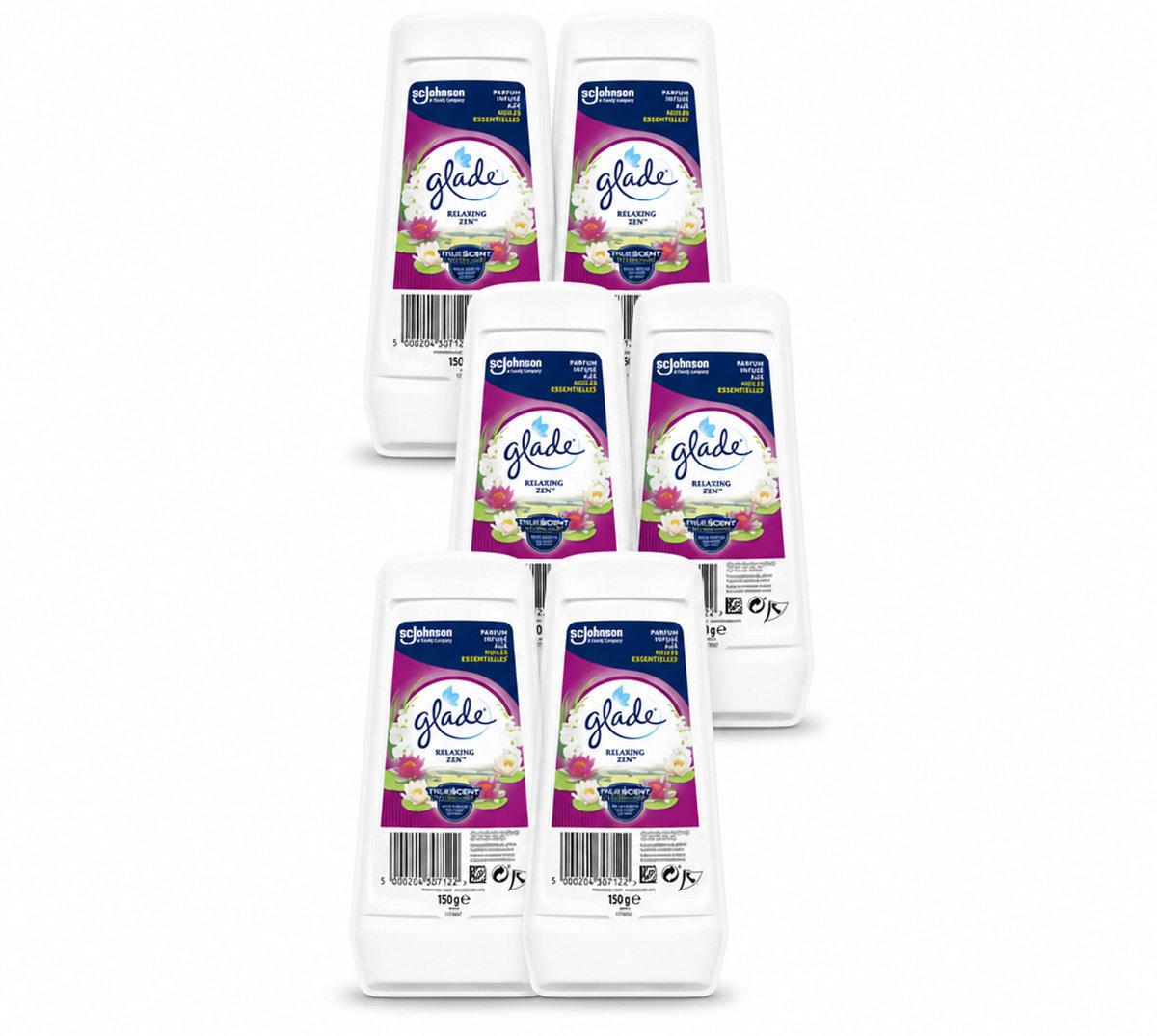 6 x Glade – Luchtverfrisser Gel – Relaxing Zen – 150 g - Voordeelverpakking - 6 stuks