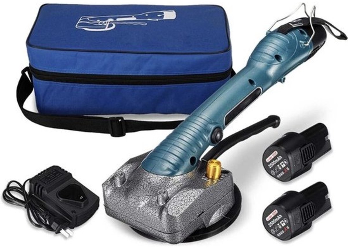 Elektrische Tegelzuignap 2000W - Zuignap Voor Tegels - Krachtige Tegeldrager - Glasdrager - 12000r/min - Met 2 Accu’s - Blauw