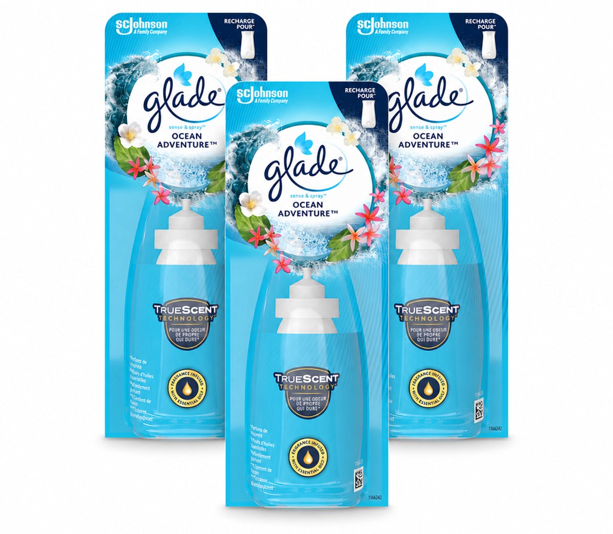 3 x Glade - Sense & Spray - Ocean Adventure - 18 ml - Bulkverpakking - 3 stuks