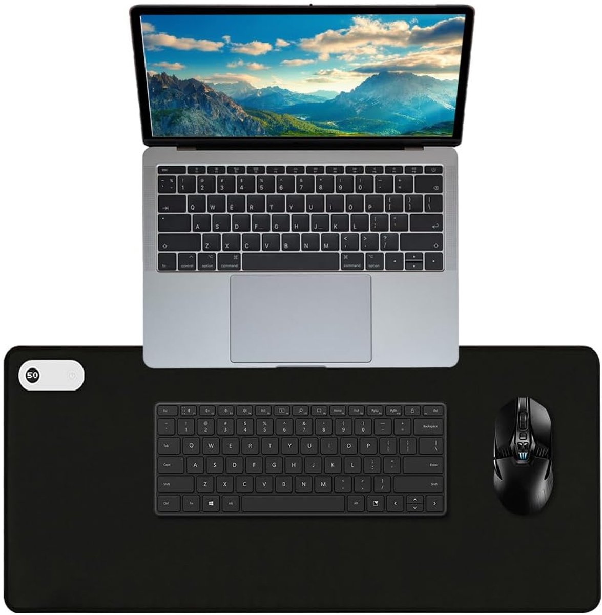 HisKes Verwarmde muismat - 80*33 cm Verwarmde bureau onderlegger-- Waterdichte verwarmde bureauonderlegger - Drie temperatuurinstellingen - Slim digitaal display - Automatische uitschakeling na 3 uur - Verwarmde muismat voor kantoren - Zwart