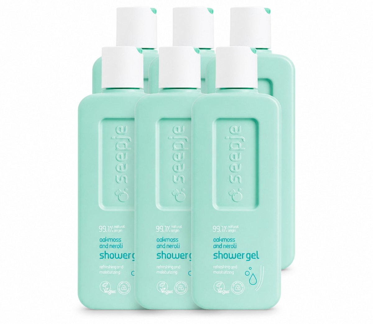 6 x Seepje - Douchegel - Hydraterend & Verfrissend - Eikenmos en Neroli - 300 ml - Voordeelverpakking - 6 stuks