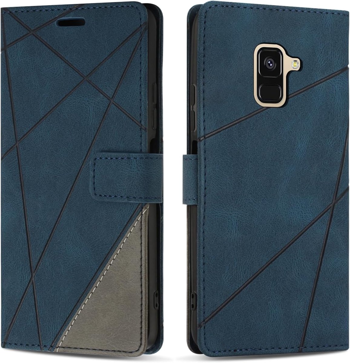 Hoesje voor Samsung Galaxy A8 2018 / A5 2018 / A530, Premium Lederen Portemonnee Beschermhoes Telefoonhoesjes met Kaartenvakken Beschermhoesje voor Galaxy A8 2018 / A5 2018 / A530, Blauw