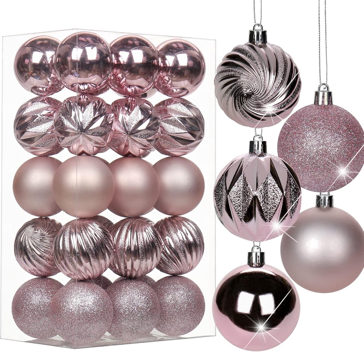Kerstballen van 6 cm, kunststof kerstboomversiering met ophangoog, kerstboomversiering voor bruiloft, feestdagen, feest, Kerstmis, Halloween, woondecoratie