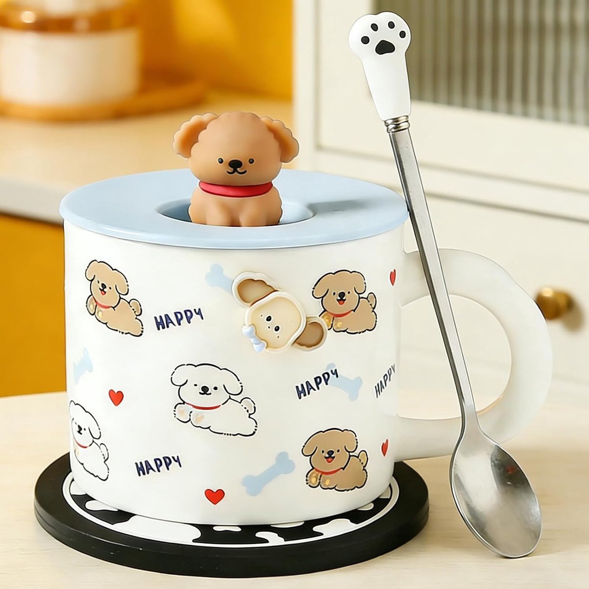 Hond Mok Met Deksel Kat Mok 420ml Koffie Mok Hond Gift Keramische Theekop Met Lepel & Onderzetter Thee Koffie Kerstmok Voor Vrouw Vriendin Kids