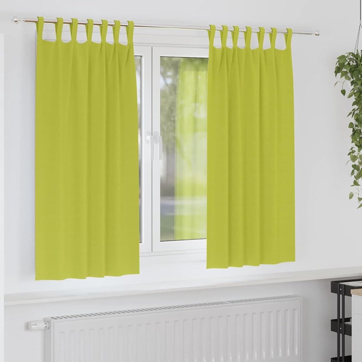 Gordijnen met gordijnen, 2 stuks, appelgroen, polyester, thermogordijn, hittebescherming, verduisterende gordijnen, inkijkbescherming, kant-en-klaar plissé, rolgordijn4107609