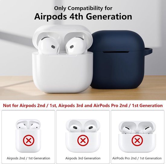 Hoes beschermhoes compatibel met AirPods 4e generatie met reinigingsset, stootvaste zachte dunne beschermhoes case voor Airpods 4 2024 met reinigingskit en karabijnhaak — afbeelding 2