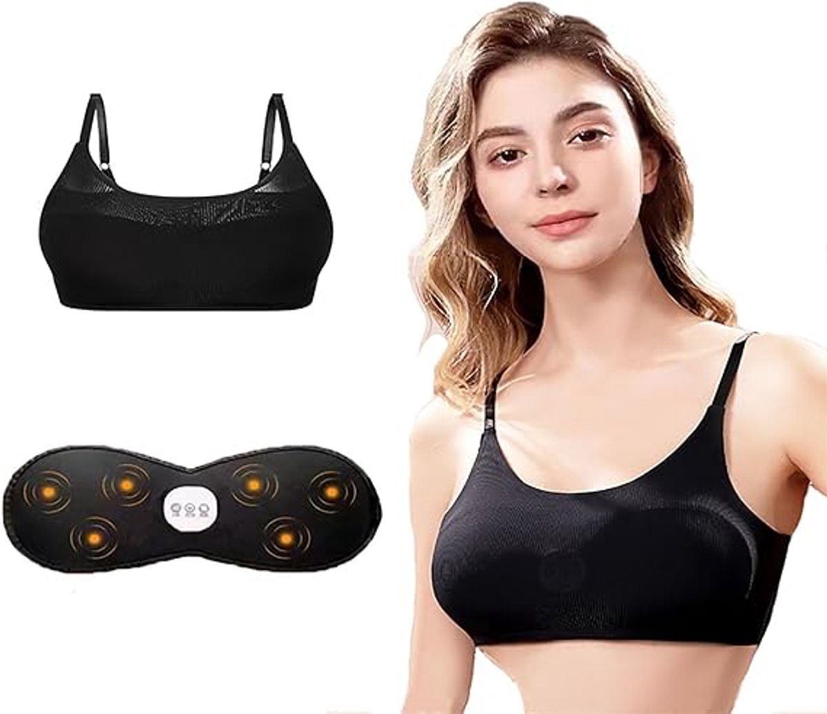 Elektrische Draagbare Borstmassageapparaat met Intelligente Verwarming, Slimme Multifunctionele Beha voor Massage - zwart