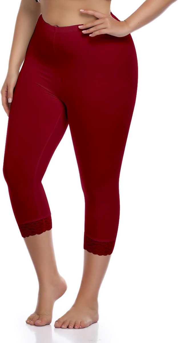 Leggings hoge taille leggings ondoorzichtige sportbroek sexy buikweg gymnastiekbroek oversized met kant zomer voor yoga gym vrije tijd, rood, S/M