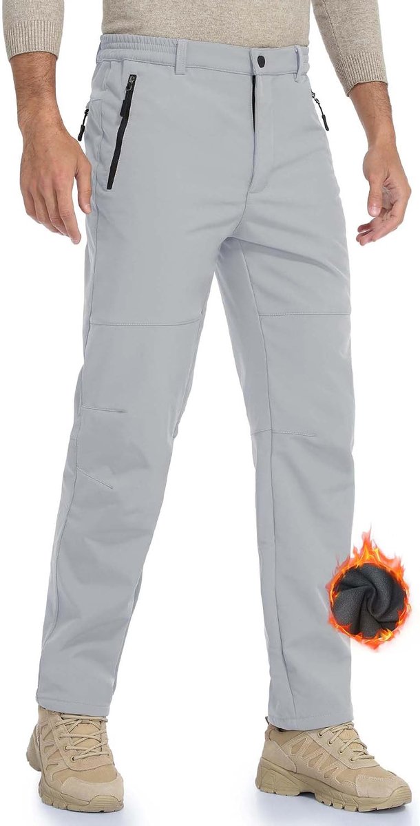 Wandelbroek voor heren, waterdicht, winddicht, outdoorbroek, softshellbroek, outdoorbroek, warm met zakken met ritssluiting