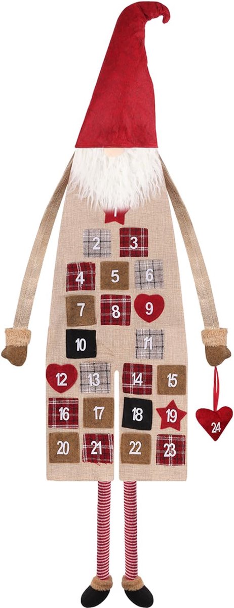 Creative Countdown-kalender, Forest Old Man, adventskalender, linnen, om op te hangen, kerstdecoratie, kaki)