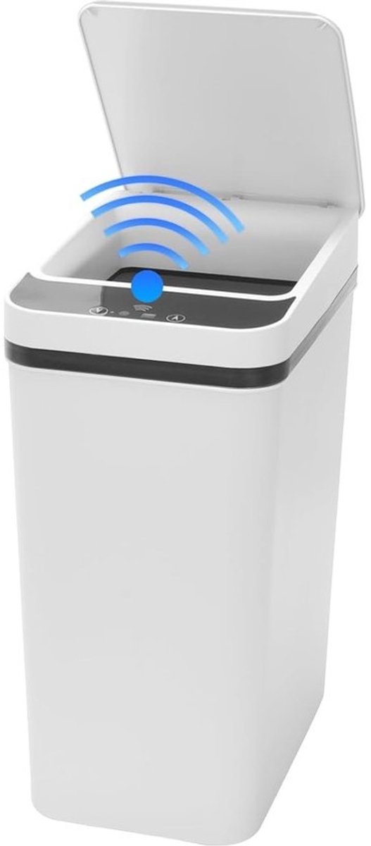 Prullenbak Sensor Vuilnisbak 8 L Op Batterijen - Werkende Kleine Afvalbak Met Deksel - Intelligente Contactloze Vuilnisbak - Slanke Keukenbak Prullenbak Voor Thuiskantoor Hotelrestaurant Gebruik (Wit)