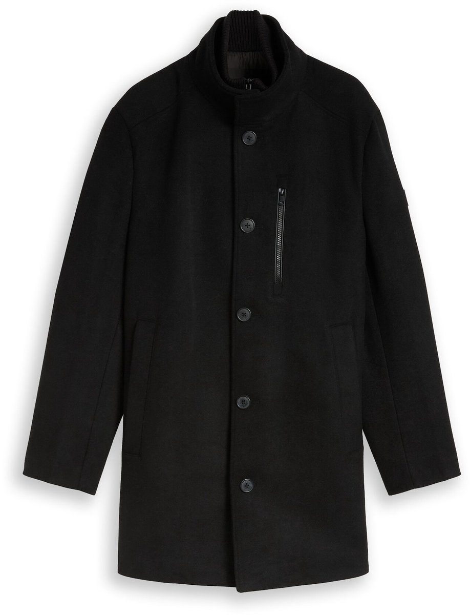 Tom Tailor - 2-in-1 wollen jas met uitneembaar inzetstuk - Maat S - Black