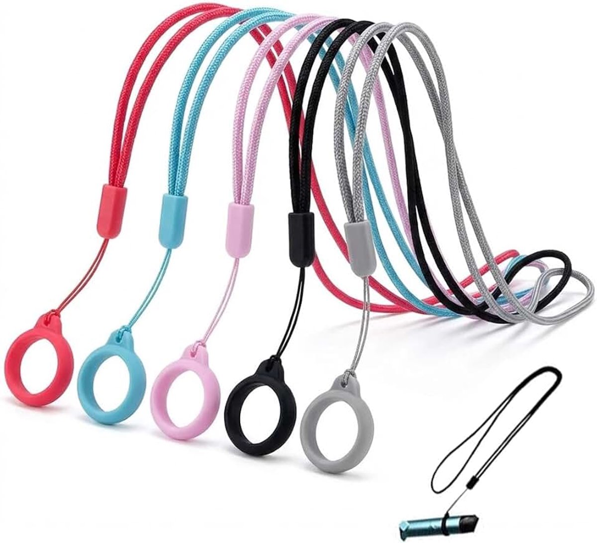 5 stuks sleutelkoord koord, ringlanyards, halskettingen lanyards, ringband ring, anti-verlies ringhouder van siliconen, antislip, veiligheids-sleutelbandlus