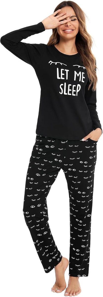 Katoen Lange Mouw Pyjama Set Leuke Print 2 Stks Loungewear Nachtkleding Pjs Sets