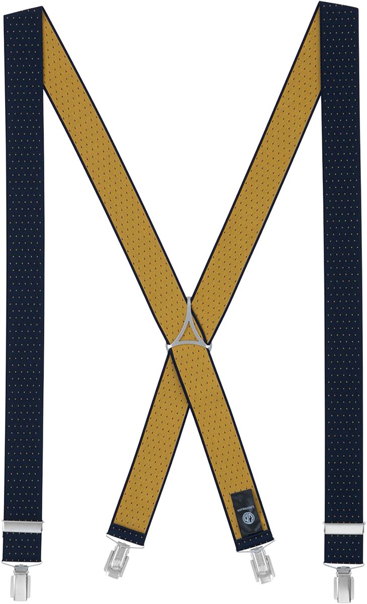 LINDENMANN heren bretels X-vorm - blauw gestipt