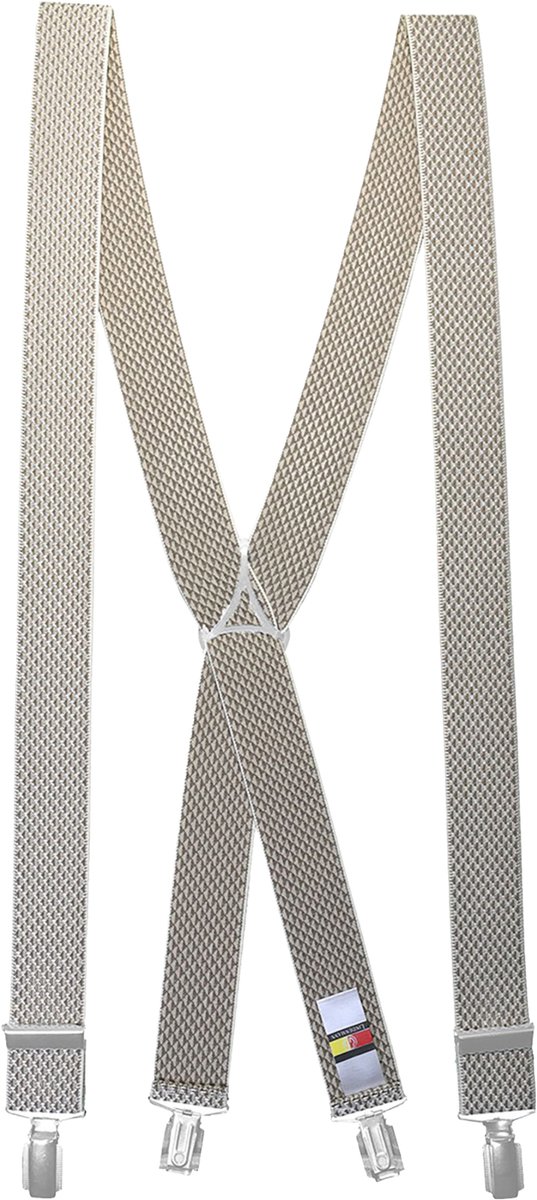 LINDENMANN heren bretels X-vorm - beige mini dessin