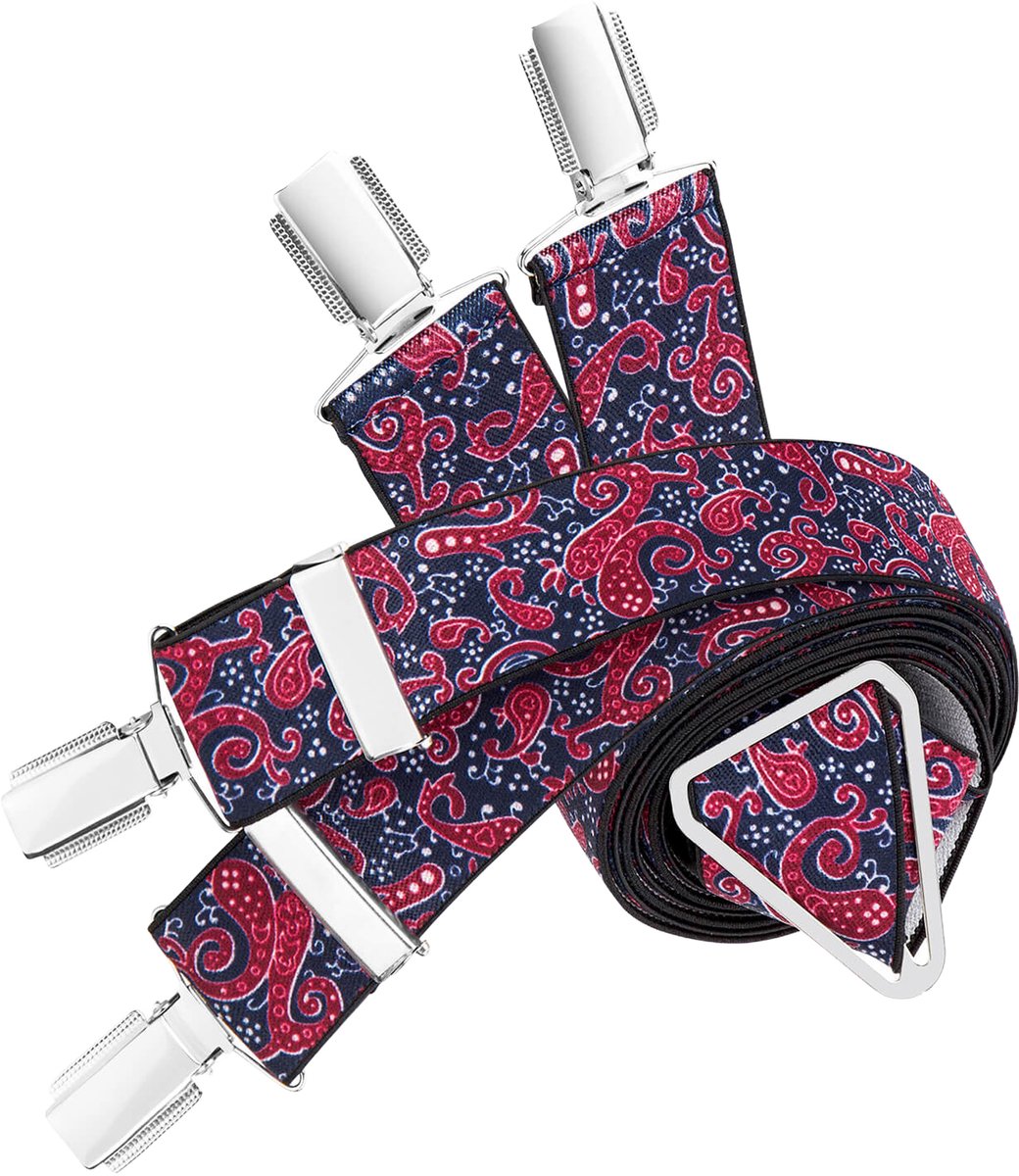 LINDENMANN heren bretels X-vorm - rood paisley