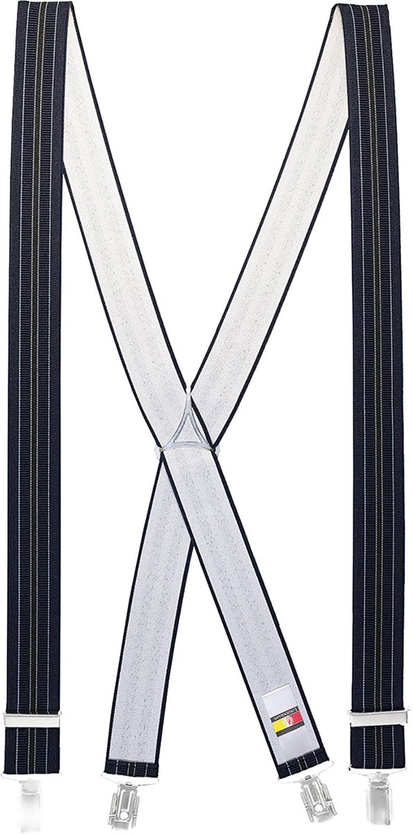 LINDENMANN heren bretels X-vorm - marine gestreept