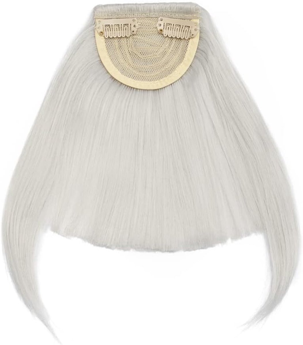 Stuk Bang Fringe Clip In Straight [Zilver Grijs] Hair Extensions Leuke Synthetische Haarstukken Voor Vrouwen Dames Meisjes